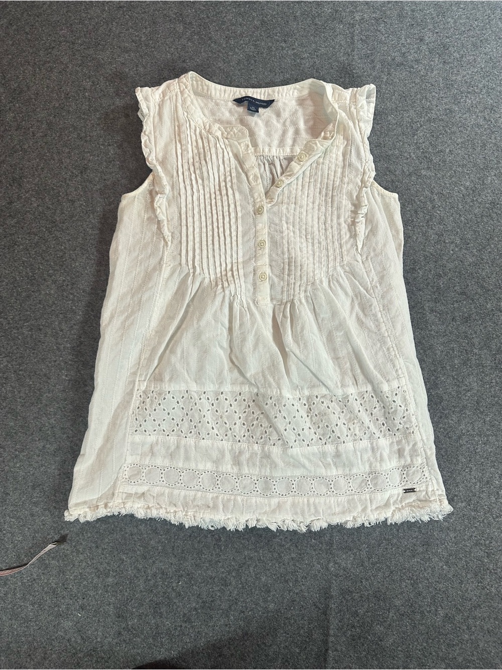 Tommy Hilfiger White Eyelet Ruffle Top